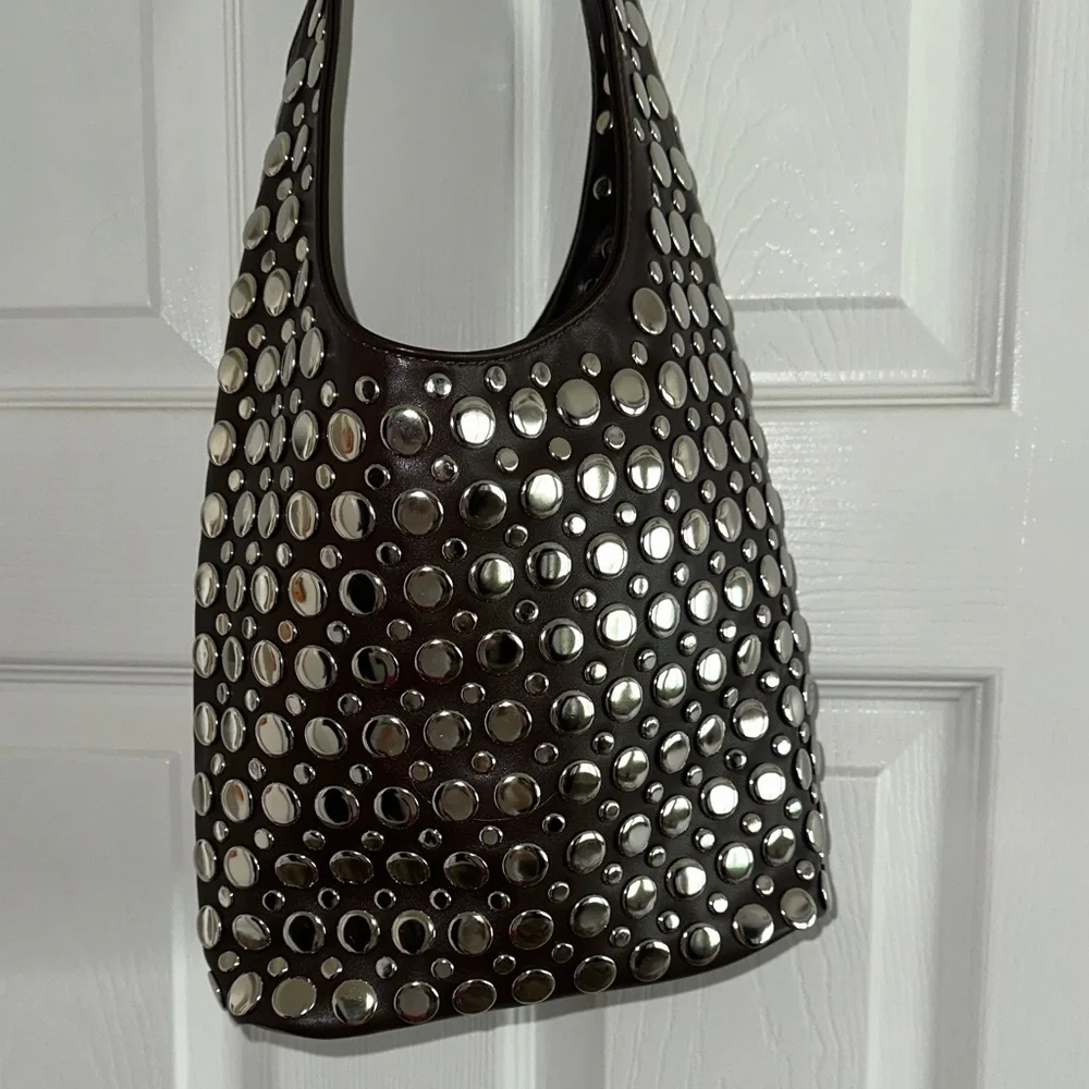 Urban Outfitters dark brown, studded shoulder bag NWOT. Adorable for spring. - Picture 2 of 5
